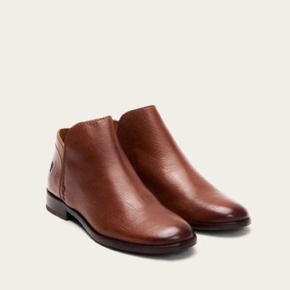 $329 Frye Elyssa Cognac Brown Leather Everyday Comfy Round Toe Shootie/AnkleBoot - Picture 5 of 15